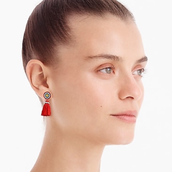 J. Crew Colorful Beaded Tassel Earrings - Picture 2 of 6